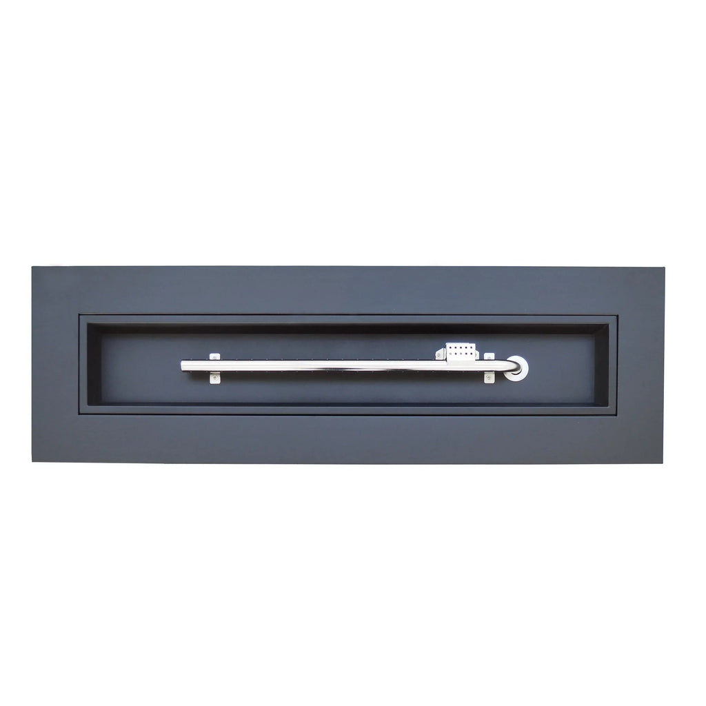 Reign Outdoor Rectangular Iron Gas Fire Pit , Dark Grey