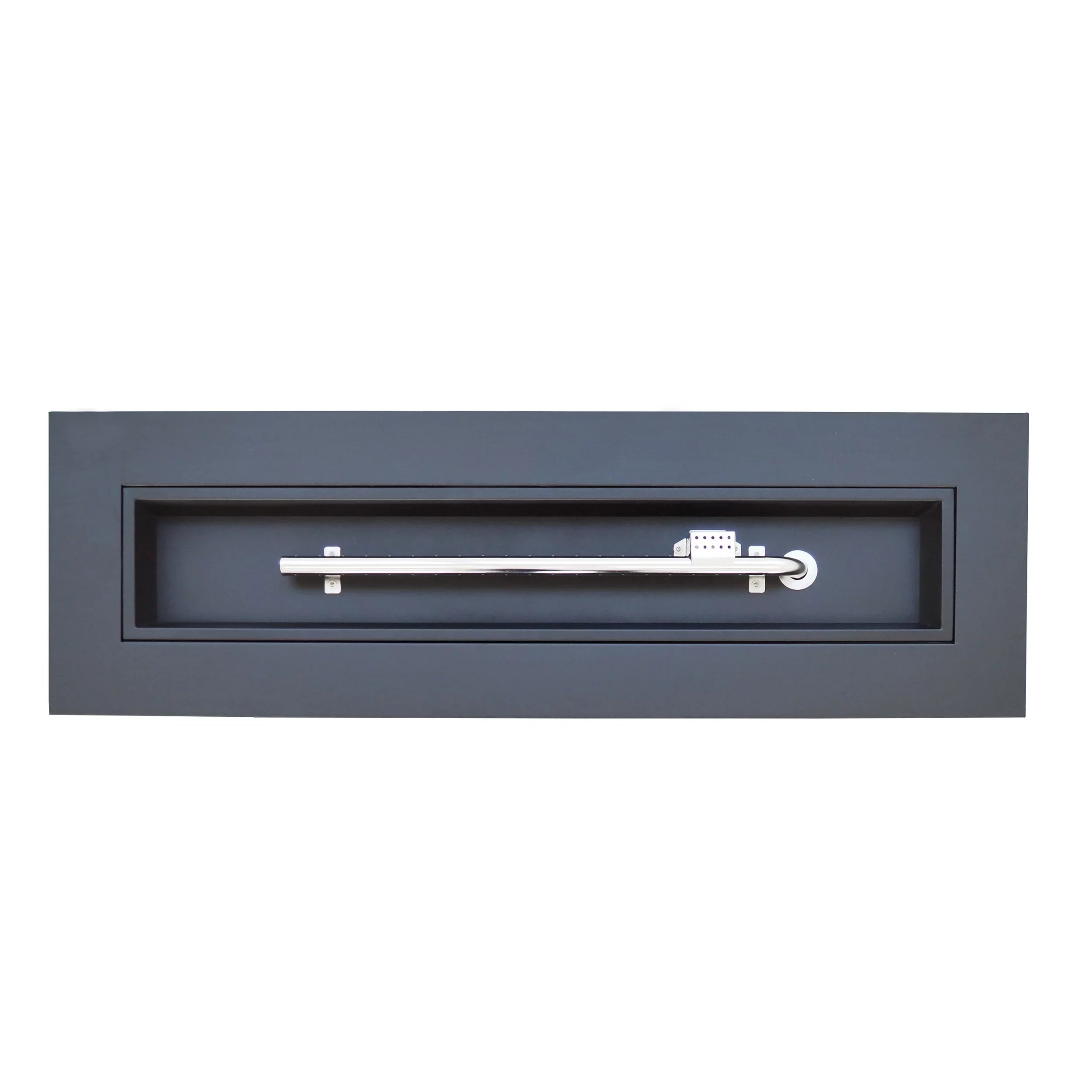 Reign Outdoor Rectangular Iron Gas Fire Pit , Dark Grey