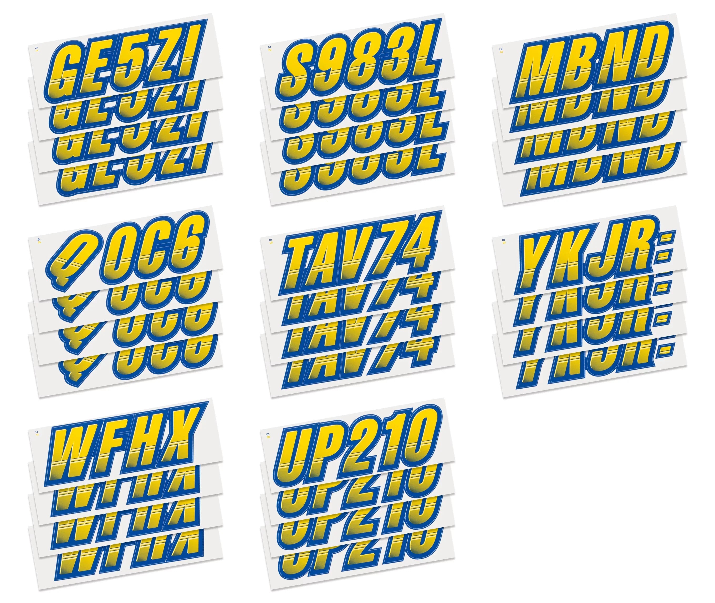 Techtron Yellow/Navy 3" Alpha-Numeric Identification Custom Kit Registration Numbers & Letters Marine Stickers Decals for Boats & Personal Watercraft