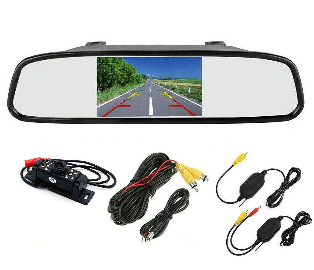 Wireless Car Backup Camera Rear View System  Night Vision + 5" Mirror Monitor