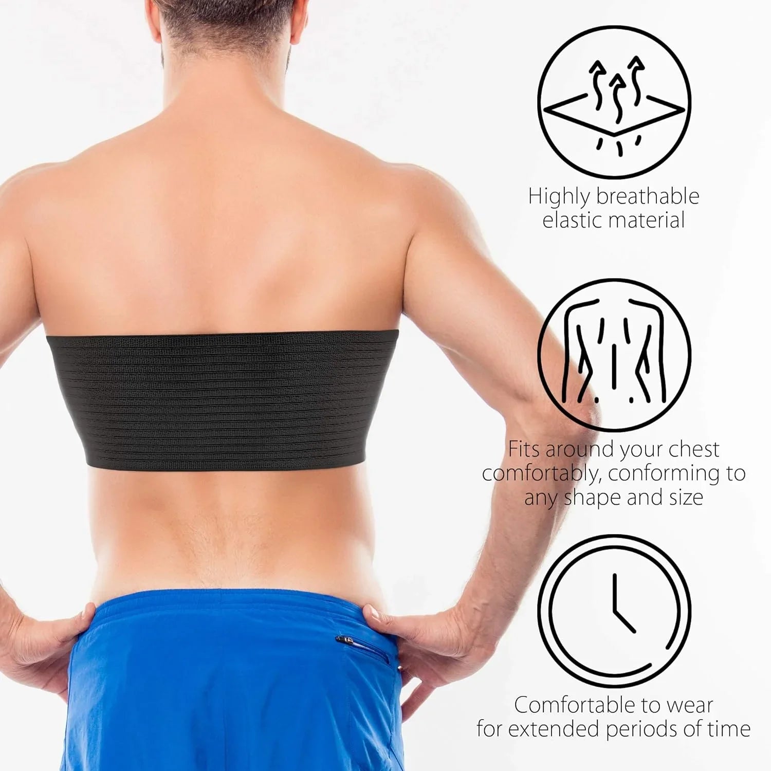 6.25" Broken Rib Brace Unisex - Elastic Chest Wrap Comppression Support Belt - Rehabilitation of Cracked, Fractured, Dislocated Ribs Post-Surgery Aid Plus Size 3XL Black / ACOX5226--3XL