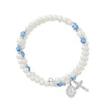 Mcvan BR7ZR December Zircon Crystal & Pearl Beads Stretch Bracelet