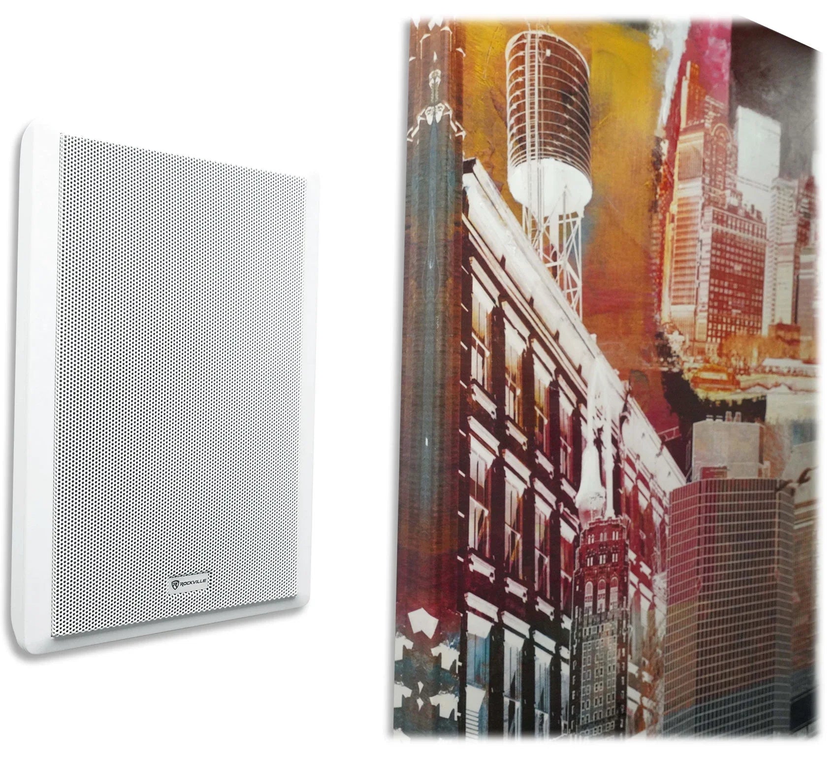 6-Zone Amplifier+4  Pendant+8 Slim White Wall Speakers 4 Restaurant/Bar/Cafe