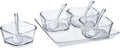 Clear Premium Serving Set With Spoons (7.75" X 7.75" X 1", Pack Of 6) - Perfect For Parties, Events, & Dining