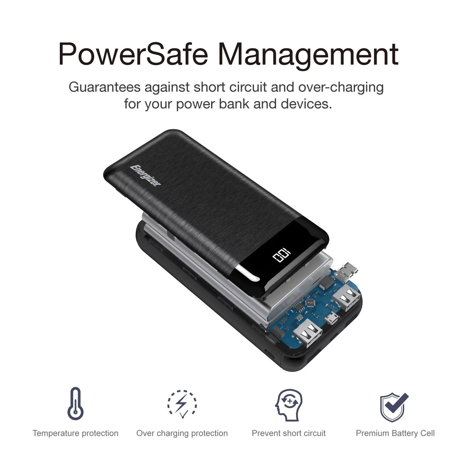 Energizer 20,000 mAh Max Power Bank, Black, UE20058