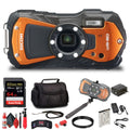 Ricoh -80 Waterproof Digital Camera (Orange) with 64GB Extreme Pro  Card + Small Case + Selfie Stick + Memory Card Wallet + Memory Card Reader + 6Ave Cleaning Kit