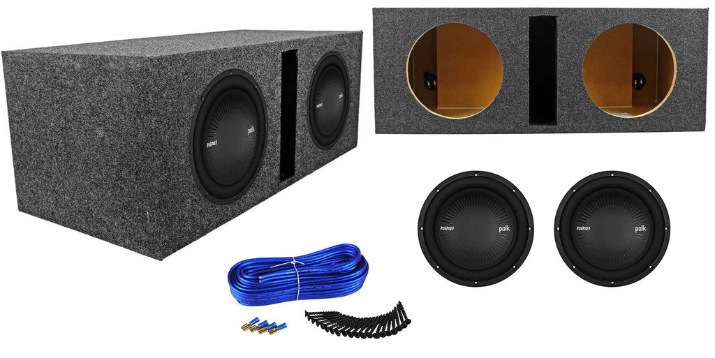 (2) Polk Audio MM1042DVC 10” 2400w Car Audio Subwoofers+Vented Sub Box Enclosure