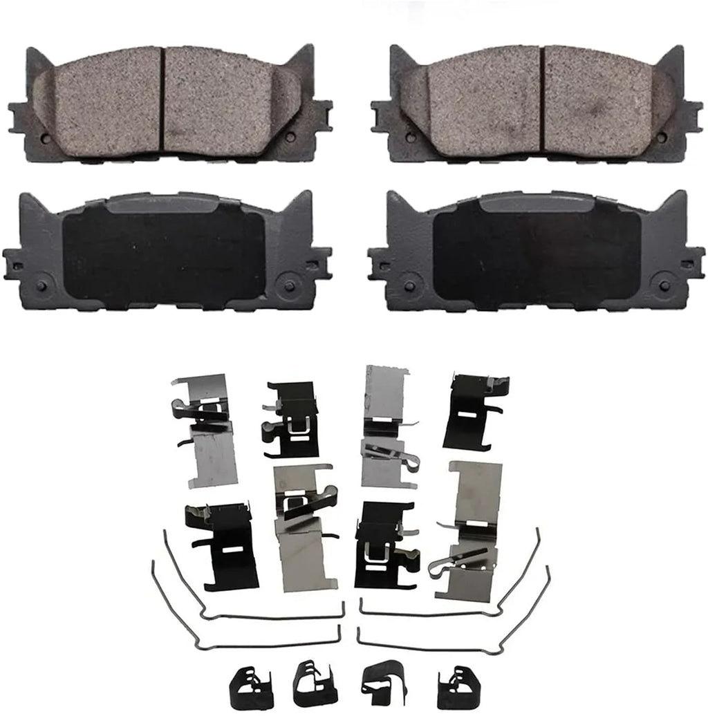 Detroit Axle - Brake Pads for 07-17 Toyota Camry 08-18 Avalon Lexus ES300h, 07-18 ES350, 4 Ceramic Brake Pads Front & Rear 2008 2009 2010 2011 2012 2013 2014 2015 2016 2017 Replacement