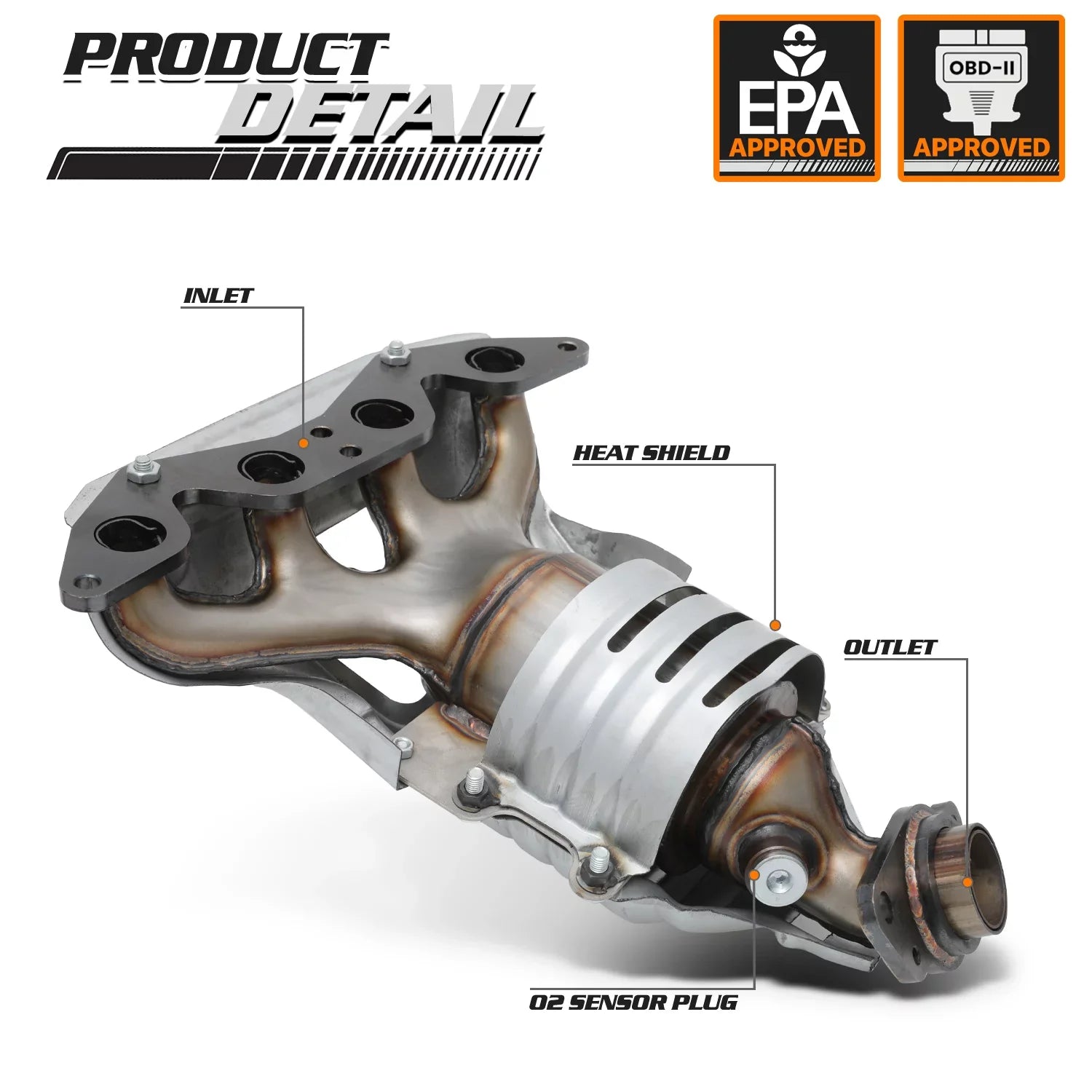M- Catalytic Converter Exhaust Manifold with Heat Shield For 2001-2005 Honda Civic, Fits      Models with 1.7L Engine