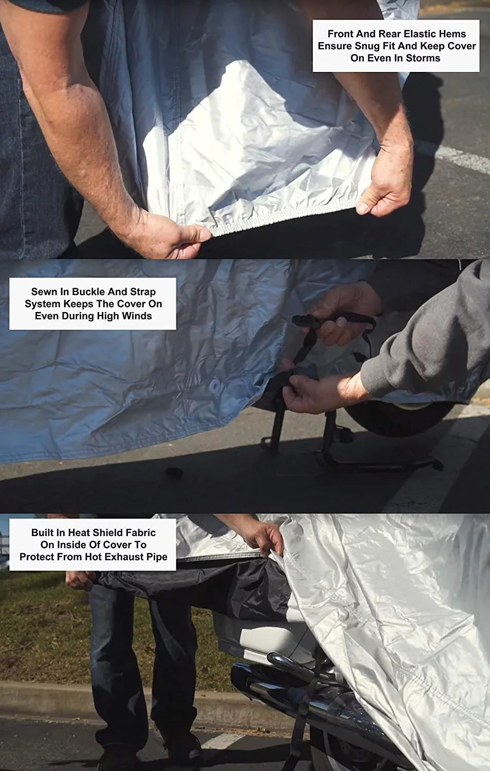 Weatherproof Motorcycle Cover Compatible With 2017 Moto Guzzi V7 Ii Stone Abs Grigio Intenso - Outdoor & Indoor - Protect From Rain Water, Snow, Sun - Securing Straps - Durable Material - Storage Bag