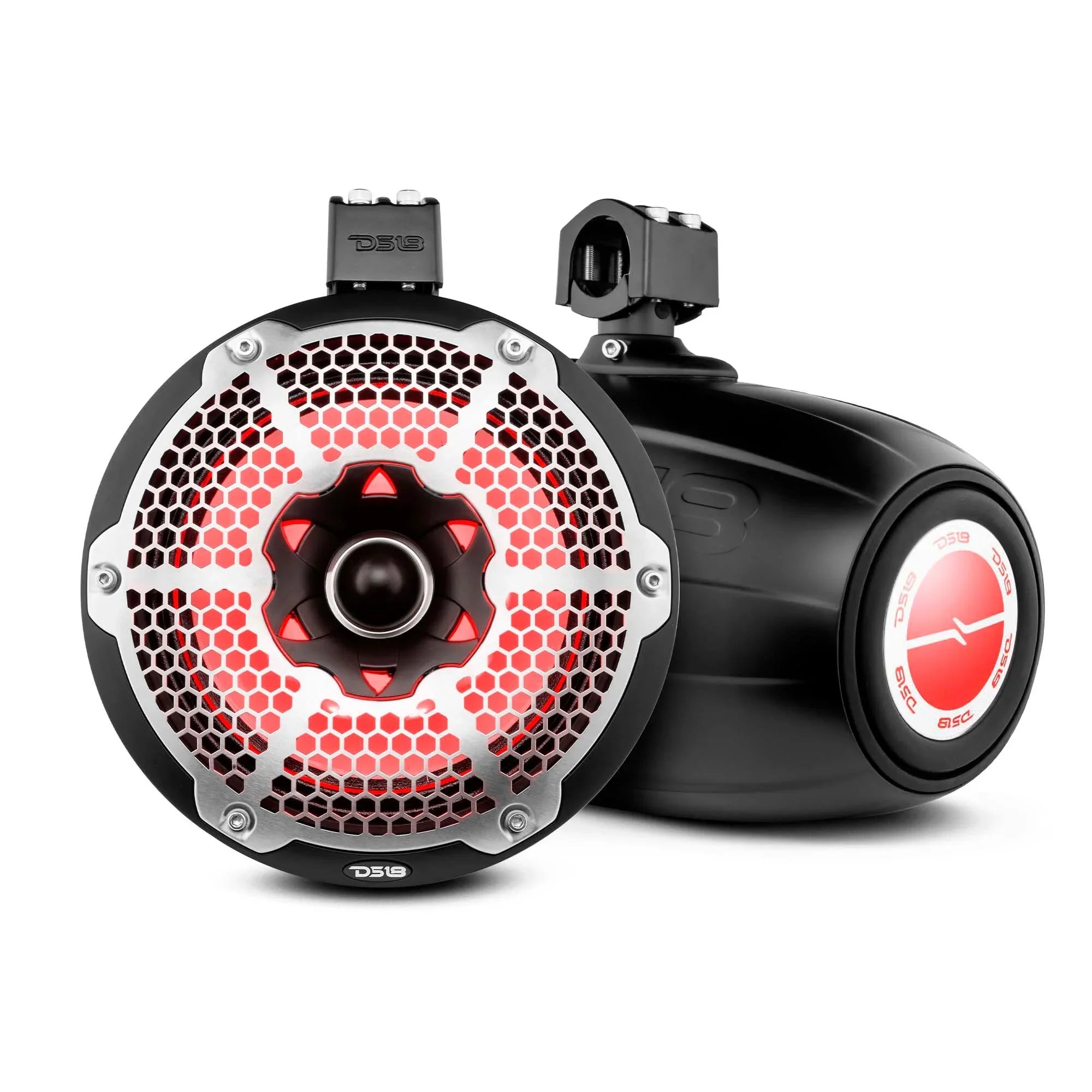 DS18  10" Neodymium Marine Towers w/Built-In Passive Radiator, 1" Driver &amp;   Lights - 900W - Black