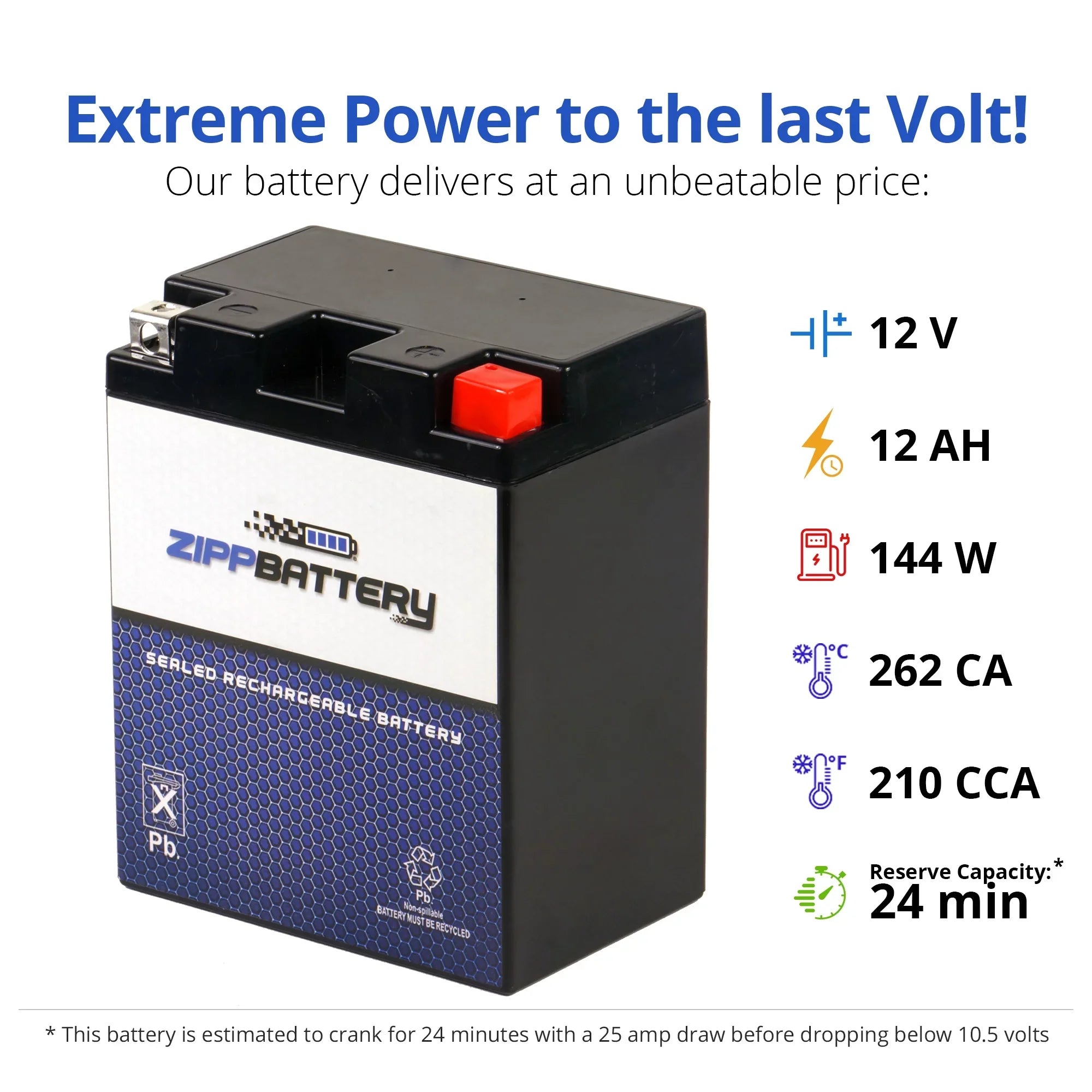 Zipp Battery YTX14AHL- (14AHL- 12 Volt,12 Ah, 210 ) Snowmobile Battery for Arctic Cat Jag Afs L/t 1993