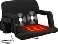 Alpcour X-Wide Heated Massage Reclining Stadium Seat - Extra Thick Waterproof Chair with Wide Back Support - Black