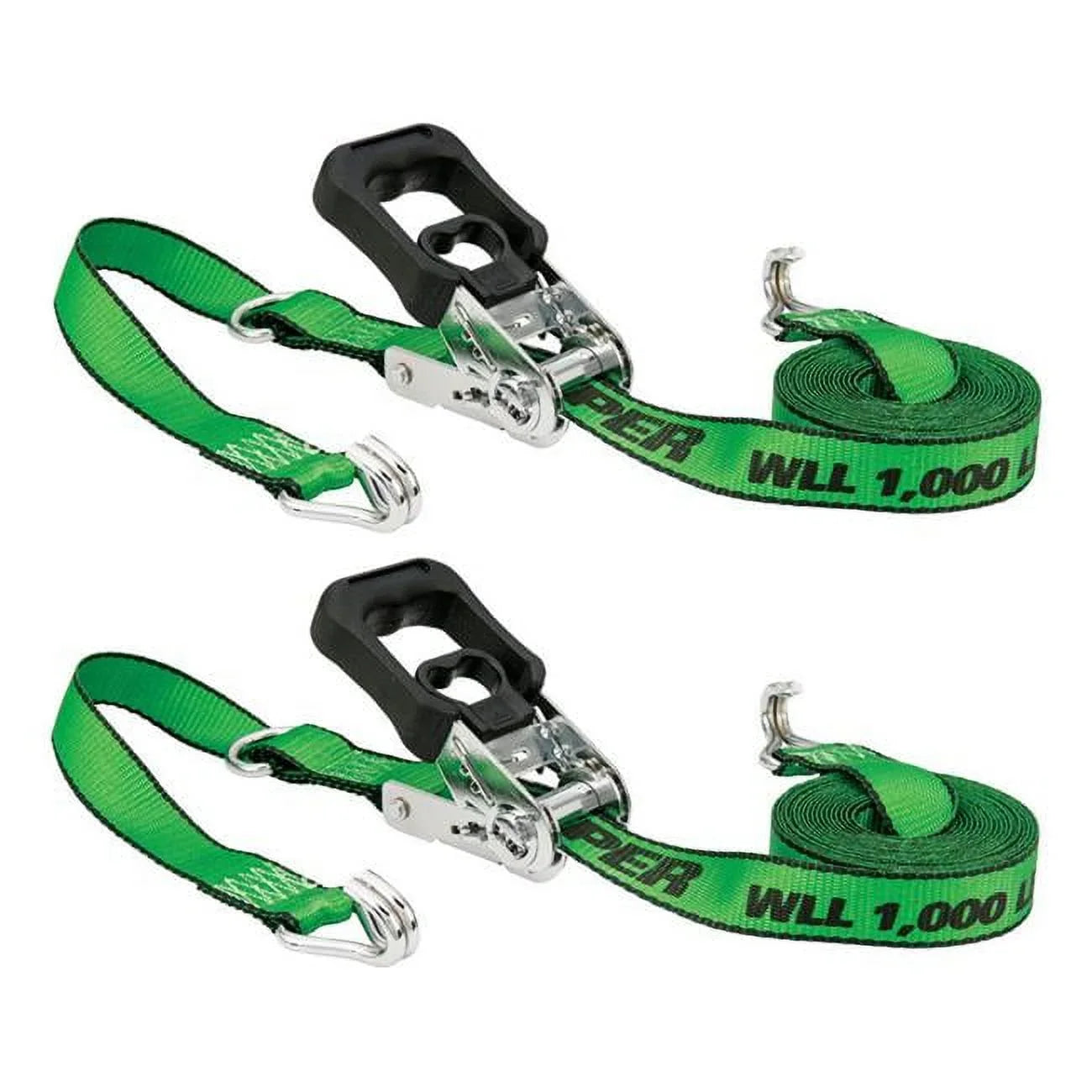 Keeper 8938565 16 ft. Green Tie Down with Ratchet, Pack of 2 - 1000 lbs