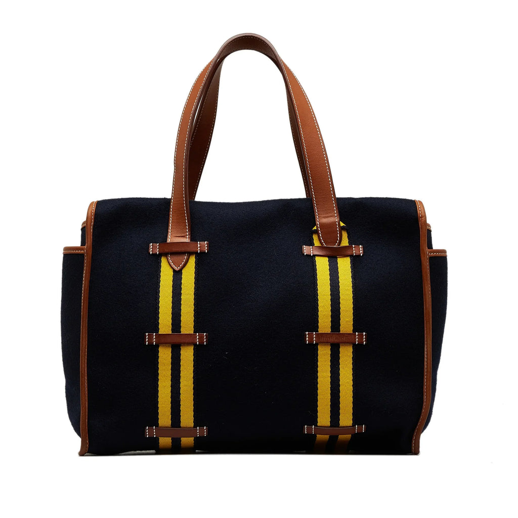 Pre-Owned Authenticated Hermès Cabas Camail Tote Bag Wool Fabric Blue Unisex (Good)
