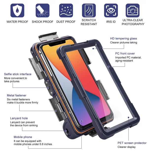 UrbanX Professional [15m/50ft] Swimming Diving Surfing Snorkeling Photo Video Waterproof Protective Case Underwater Housing for Micromax Bolt Selfie Q424 And all Phones Up to 6.9 Inch  with Lanyard