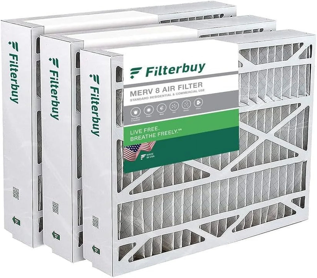 Filterbuy 24x25x5  8 Pleated   Furnace Air Filters for Carrier FILXXCAR0024 (3-Pack)