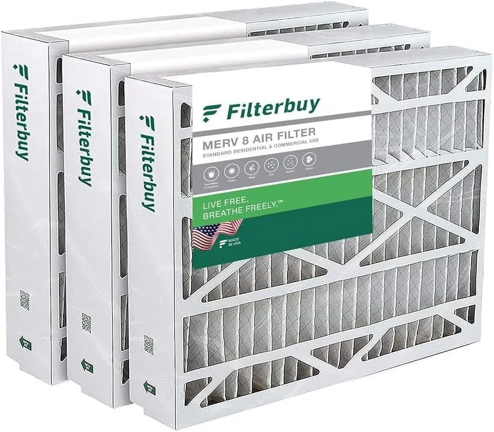 Filterbuy 24x25x5  8 Pleated   Furnace Air Filters for Carrier FILXXCAR0024 (3-Pack)