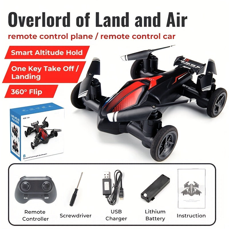 Drone For Land And Air Dual-use  Toy Car Four-axis Unmanned Drone High-speed And Low-speed Switch Intelligent Height Setting, Stable Flight, Gift Toys
