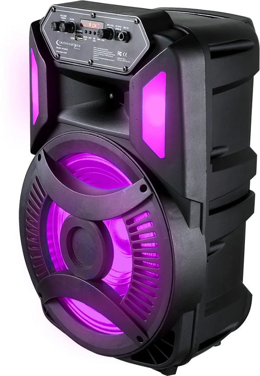 Technical Pro Rechargeable 12 Inch Bluetooth  Speaker,  Radio, iPod/ iPhone Compatible,  Woofer, Playback controls, Rech