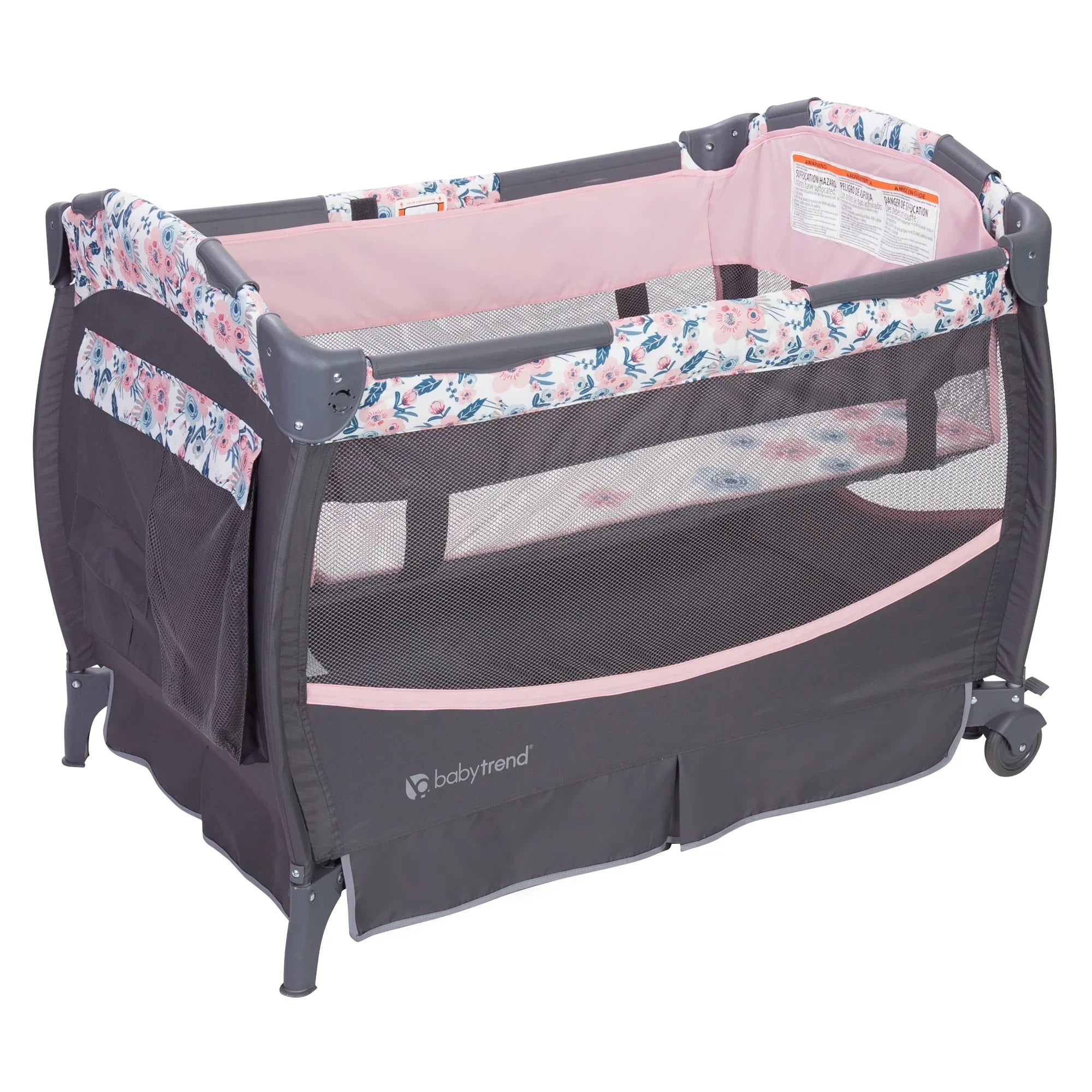 Baby Trend Deluxe  Nursery Center Playard with Travel Bag – Bluebell Pink
