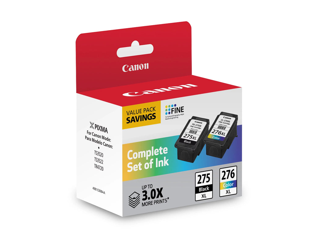 Canon 4981C008 (-275XL/-276XL) High-Yield Multipack Ink, Black/Tri-Color