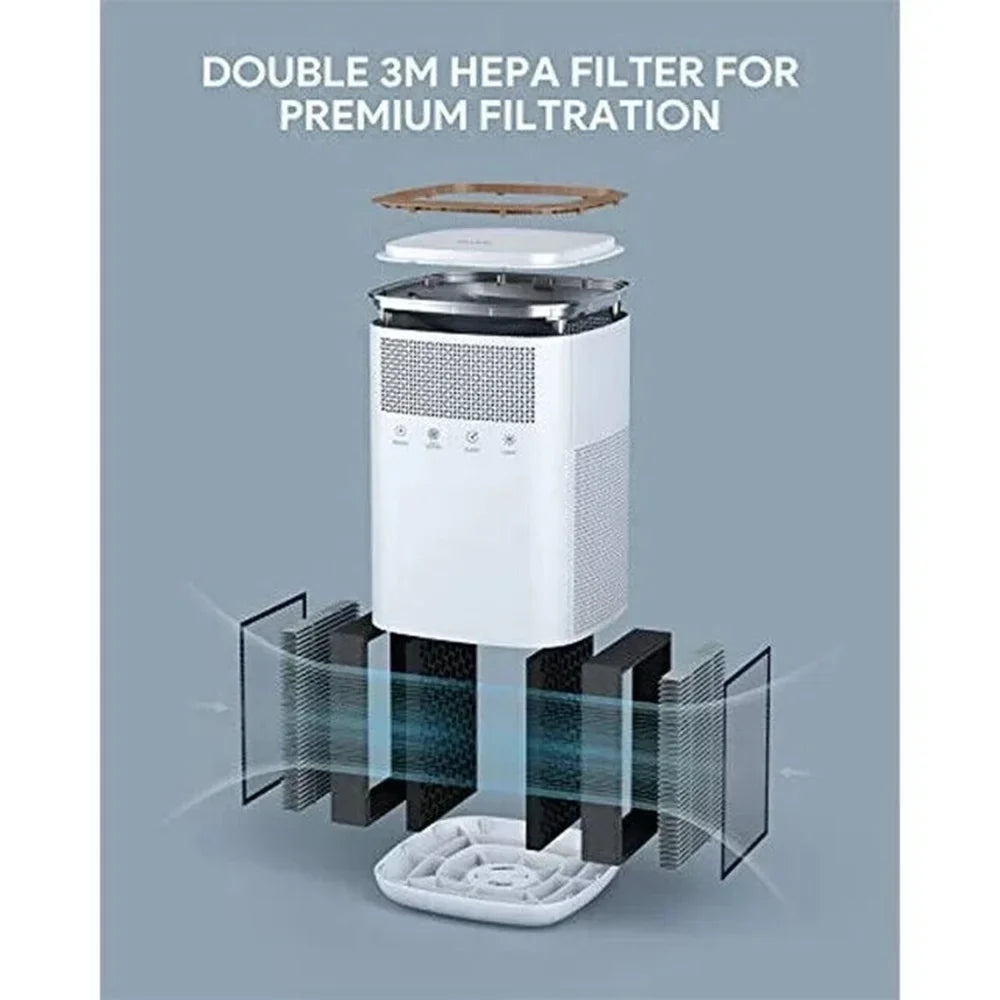 Air Purifier for Home Pets with True 3M ,  Night Light, Touch Button, Activated Carbon Filter for Large Room Bedroom Office White