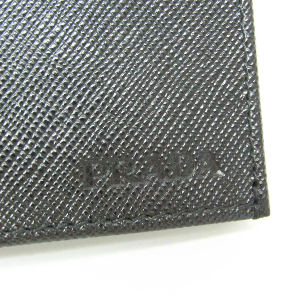 Pre-Owned Prada Saffiano 2M0836 Men's Leather Long Wallet (bi-fold) Black (Good)