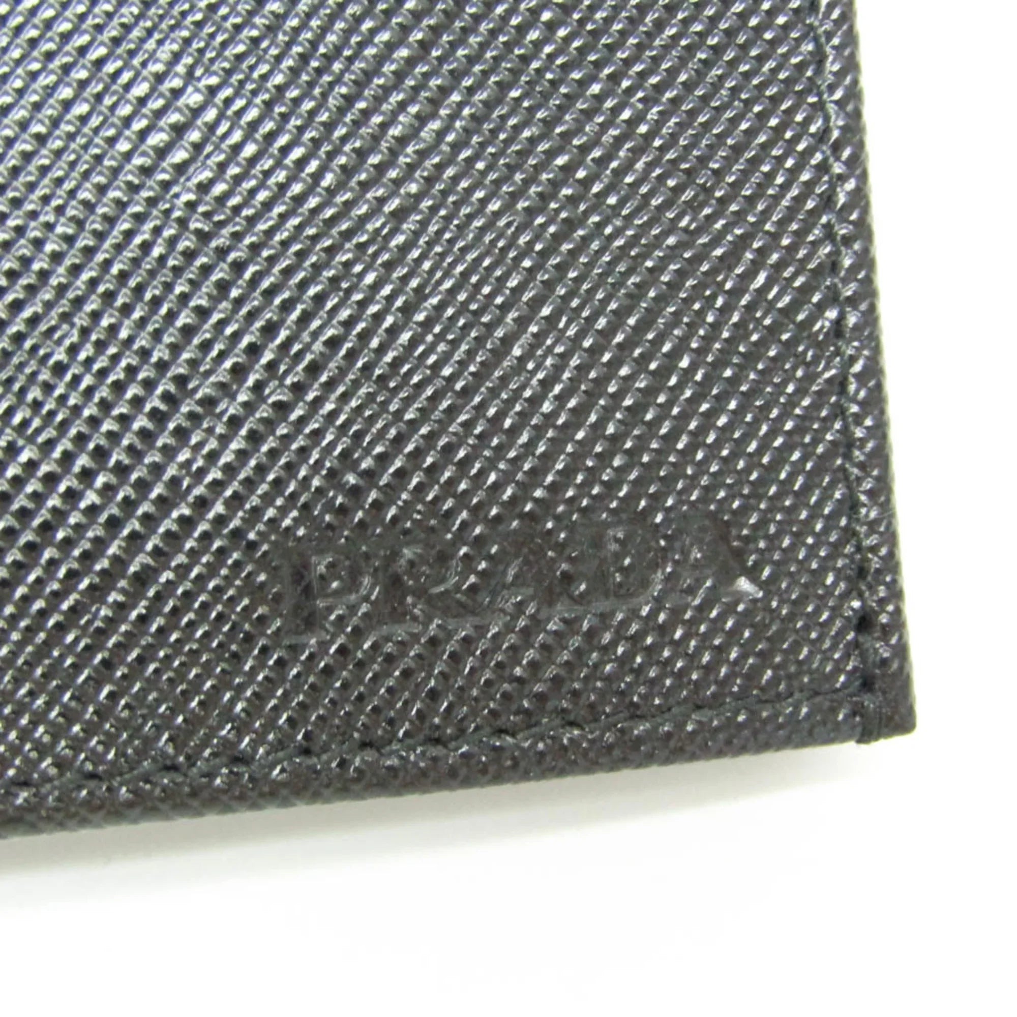 Pre-Owned Prada Saffiano 2M0836 Men's Leather Long Wallet (bi-fold) Black (Good)