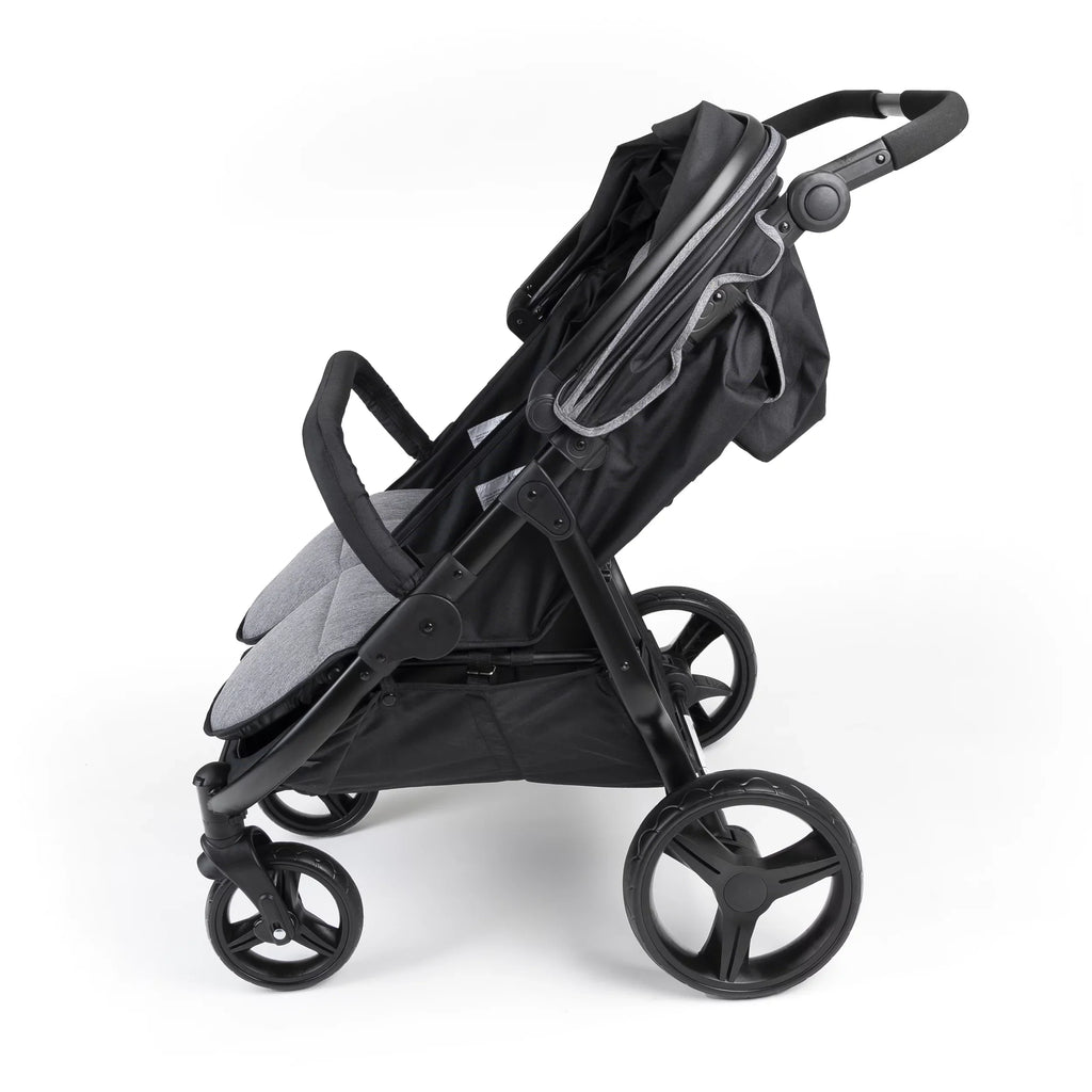 Gaggle Roadster Double Stroller with Expandable Canopy, Black/Gray