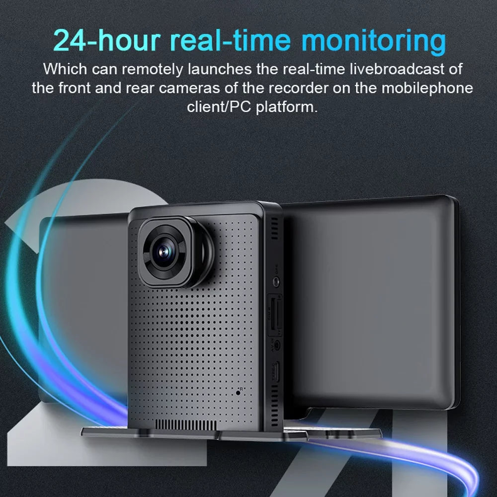 Docooler Multi-language Dual Lens Car Video Recorder Auto Dash Cam Car Recorder Night Viewing 10.26in  170 Degree Wide Angle Car Global Positioning System Navigation Camcorder