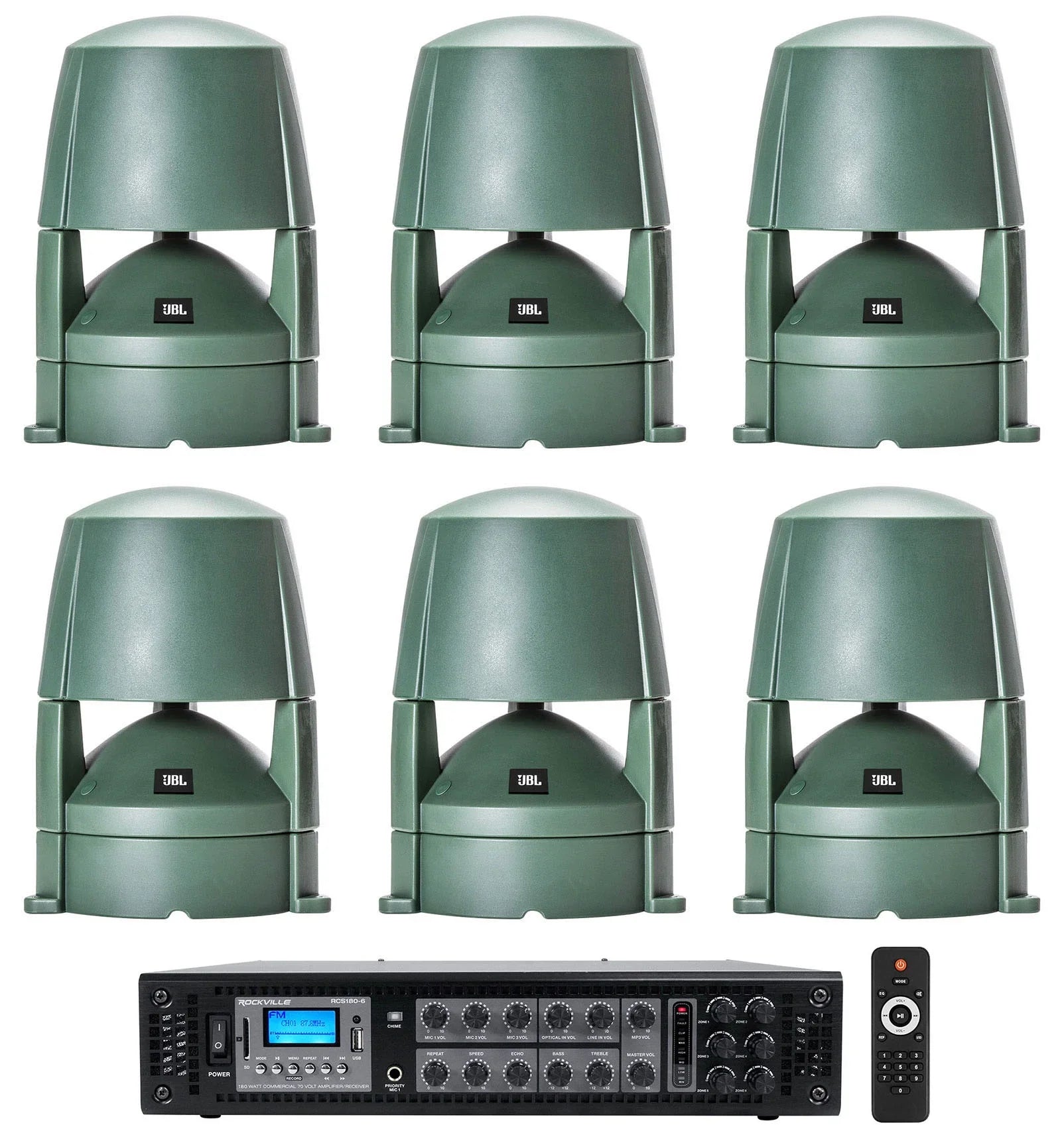(6)   85M 5.25" Commercial 70v Outdoor Landscape Speakers+Amplifier