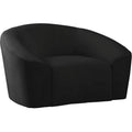 Maklaine Upholstery Contemporary Velvet Chair with Curved Back in Black