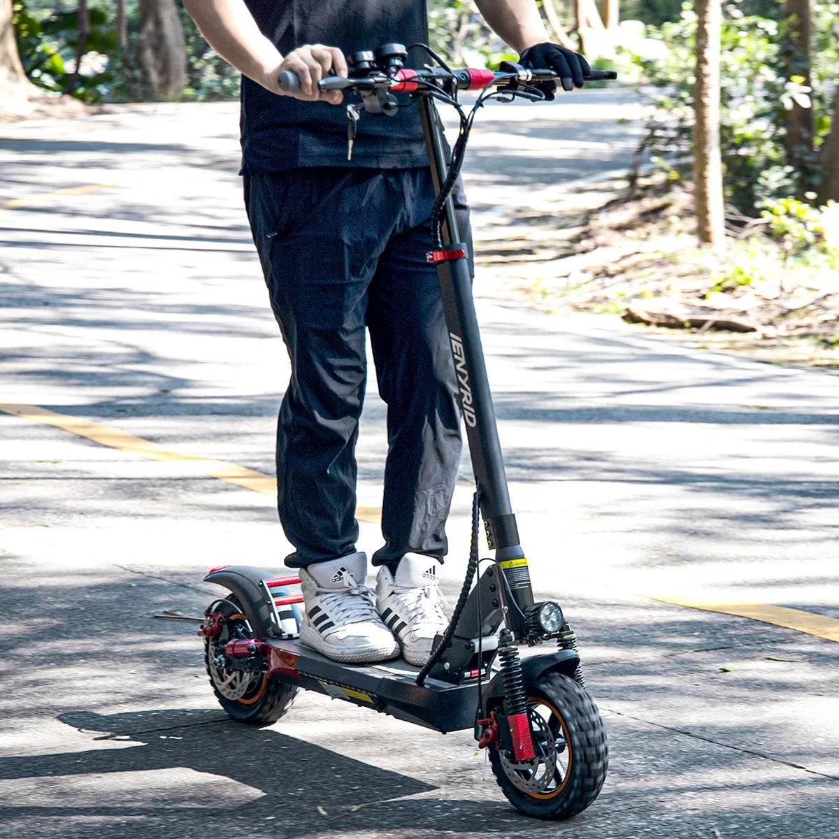 iENYRID Commuter E-Scooter Adult Electric Scooter with Seat,  Folding Adult Electric Skateboard up to 330lbs and 28 Miles Long Range, 10 inch Off Road Tires 600W(Peak 800W)
