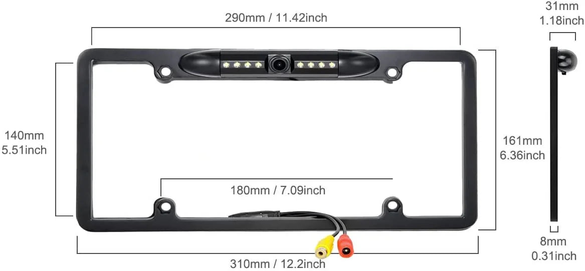 Backup Camera Rearview License Plate Waterproof for Kenwood -773S DNX773S Black