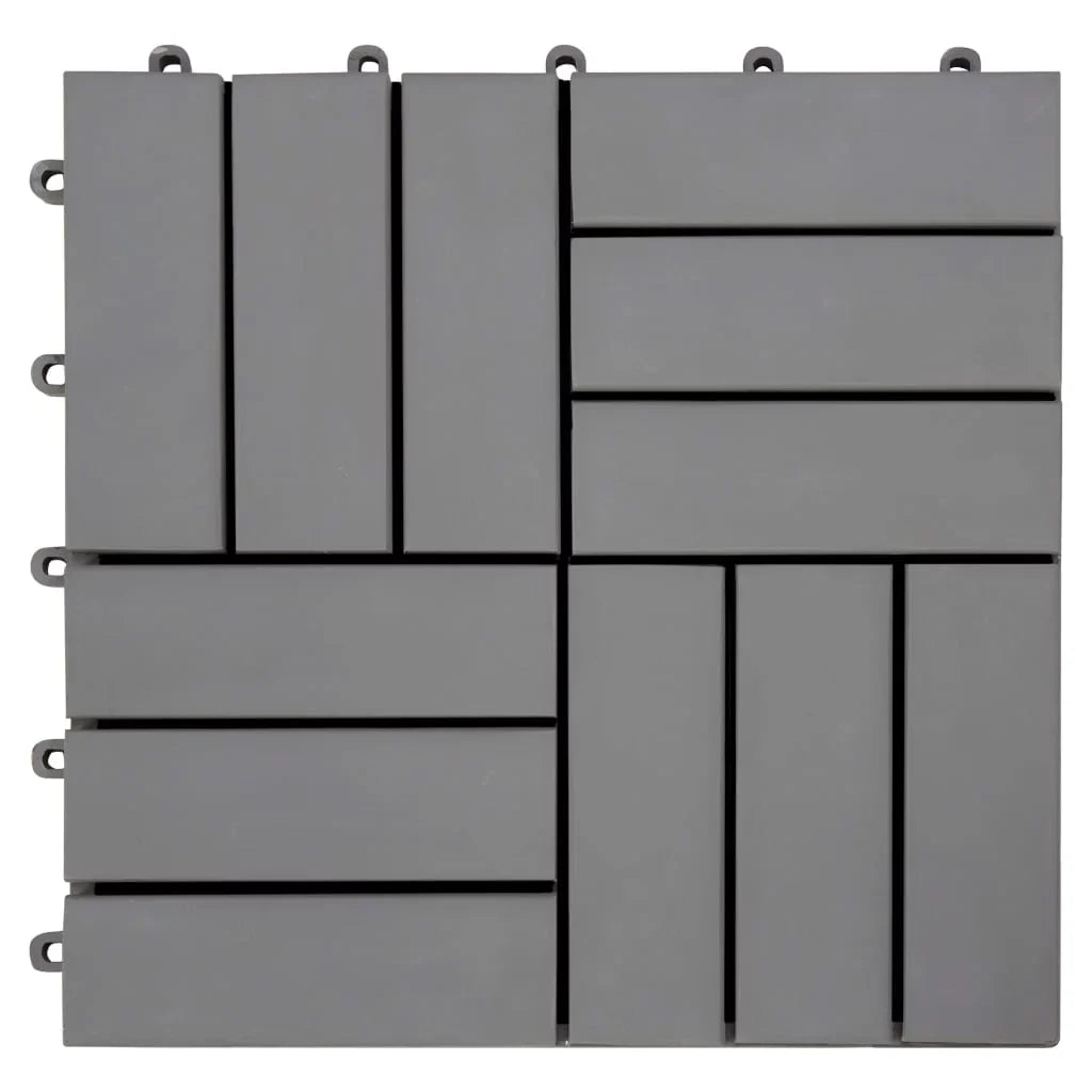Anself 10 Piece Deck Patio Pavers Tiles Set Acacia Wood Interlocking Decking Flooring Tiles Bathroom Patio Poor Balconies Spa Area Suit for Indoor  Use Gray Wash 11.8 x 11.8 Inches (L x W)