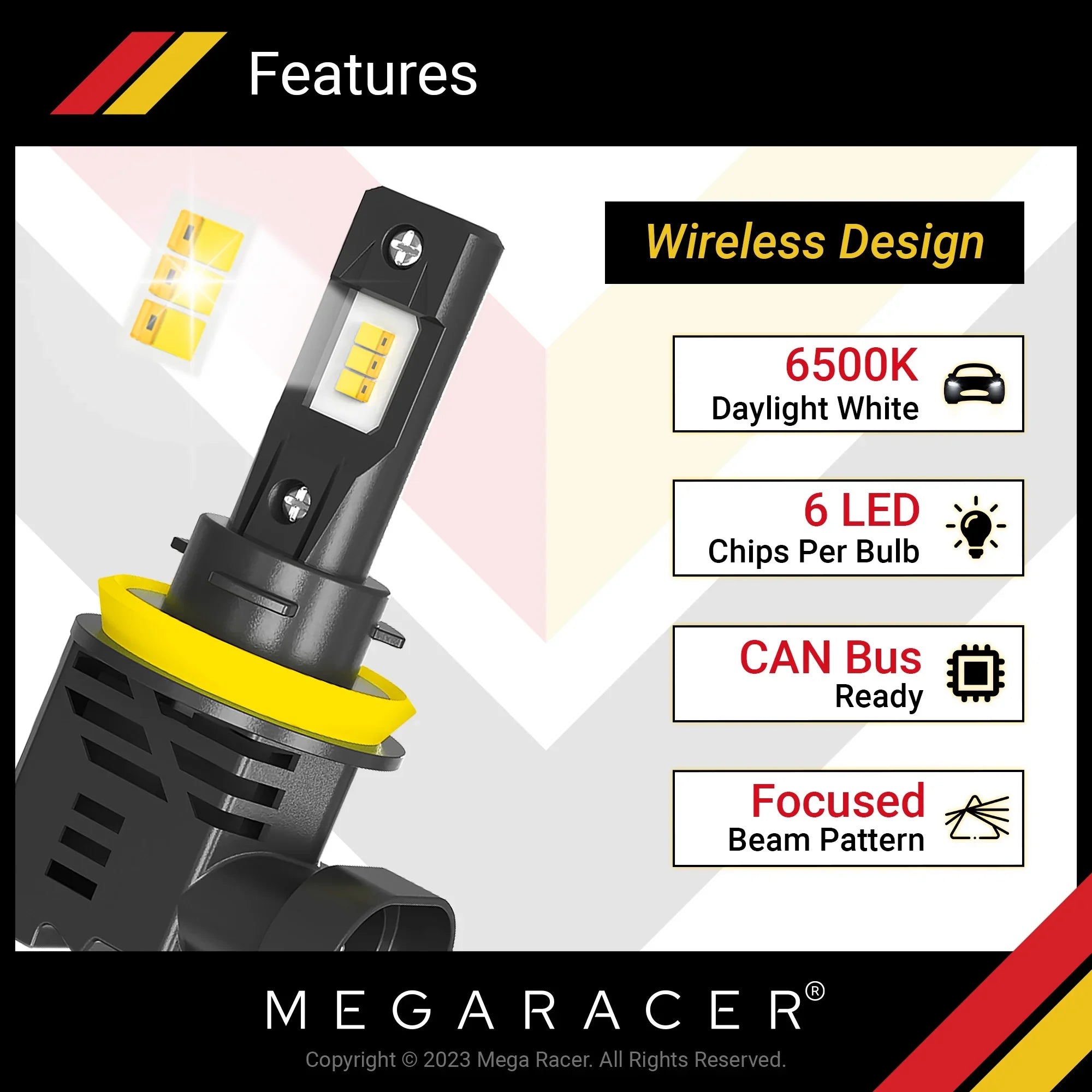 Mega Racer Mercedes-Benz E350 Wireless H11 H8 H9 H16  Headlight Bulbs 6500K Cool White 12V 50W 12000LM Mercedes-Benz E350 2006 2007 2008 2009 2010 2011 2012 06 - 12 Fog Light Automotive Replacement