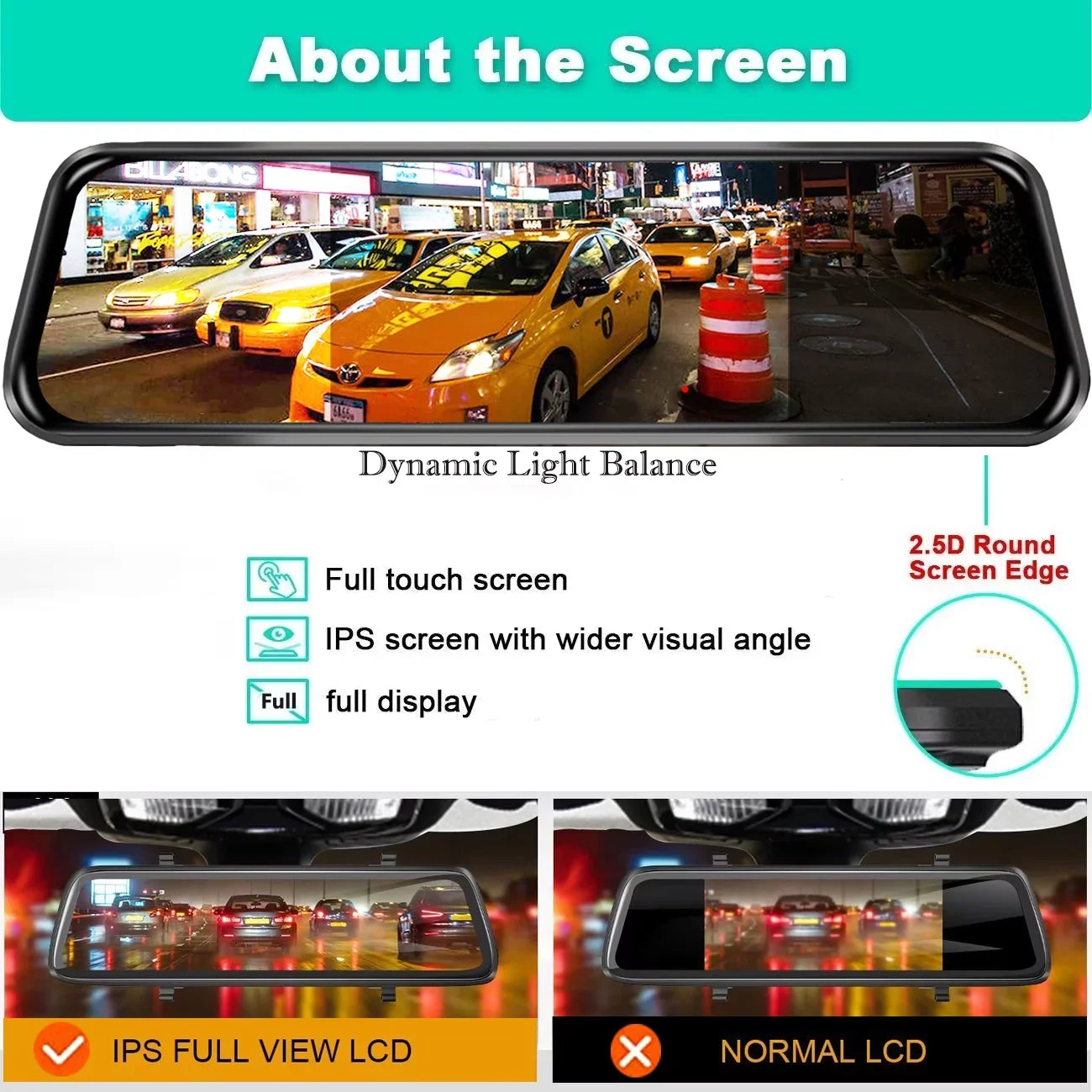 Erago Rear View Mirror Camera Kit:Rear view mirror dash cam Front and Rear  1080P for Car with 10" Full Touch Screen, Waterproof Backup  Camera, Night Vision, G-Sensor, Parking Moniter