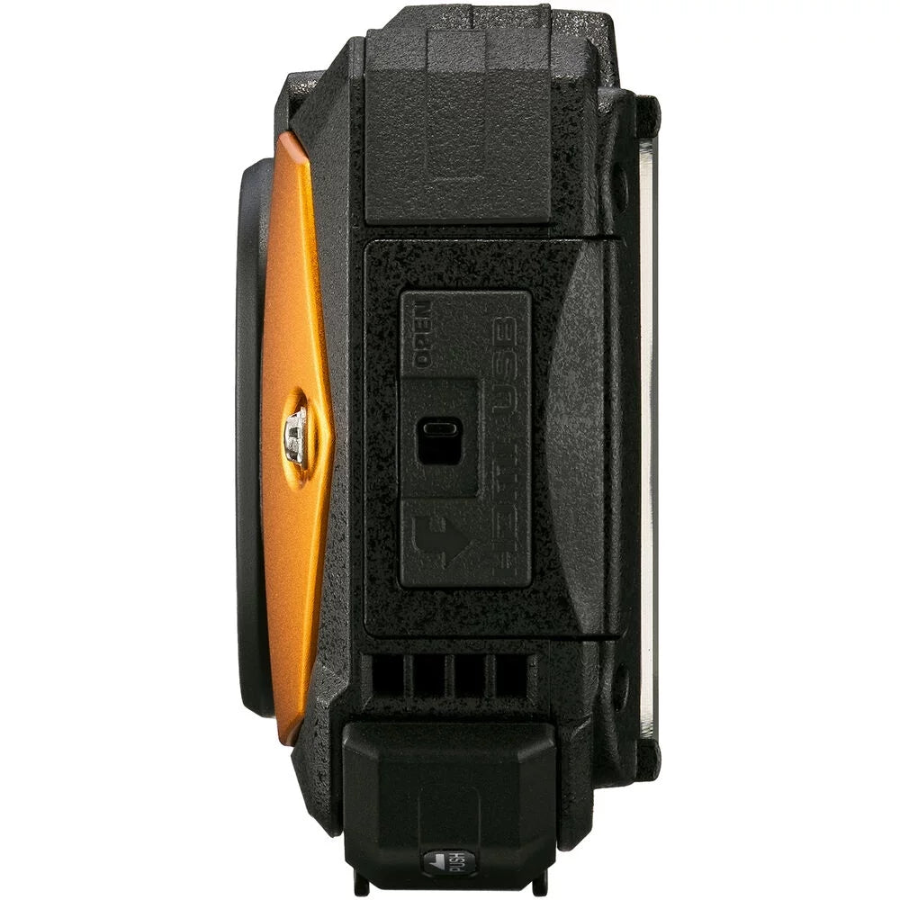 Ricoh -80 Waterproof Digital Camera (Orange) with 64GB Extreme Pro  Card + Small Case + Selfie Stick + Memory Card Wallet + Memory Card Reader + 6Ave Cleaning Kit