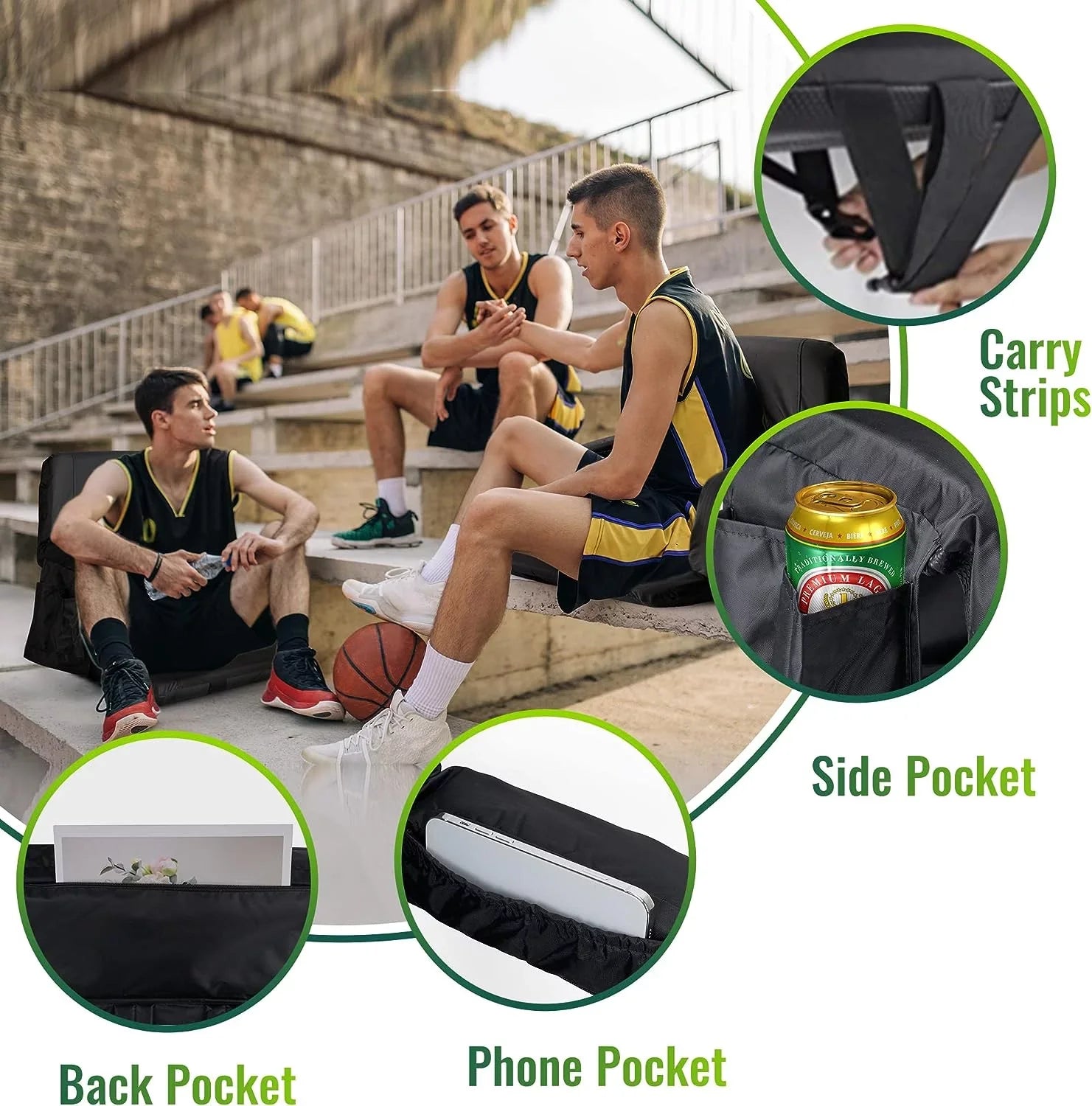 AiYCHEN Stadium Seat, 25-Inch Extra Wide Reclining Chair for Bleachers - Thicker, Waterproof, and Sturdy Seating for Sporting Events, Beaches, Camping, and Picnic