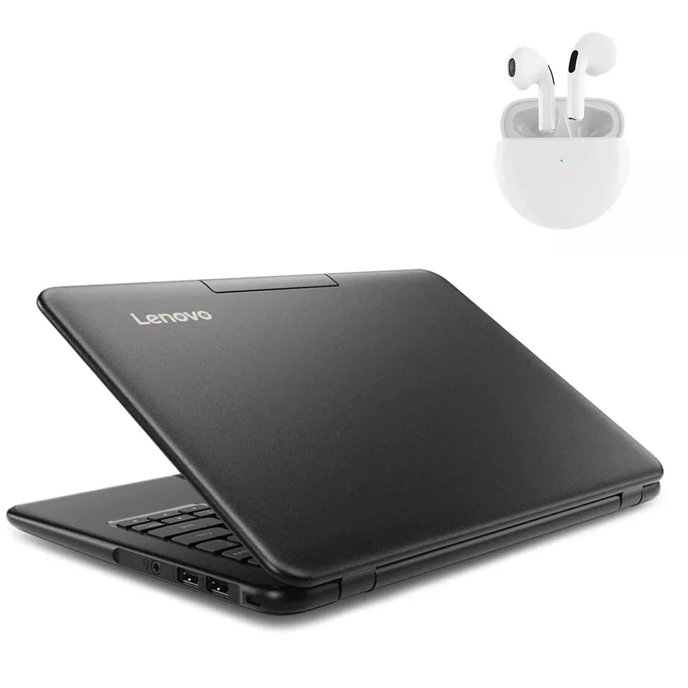 PreOwned Lenovo 100e Laptop 11.6" Intel Processor 4GB  64GB  Windows 10 Pro with Wireless Earbuds (scratch and dent)