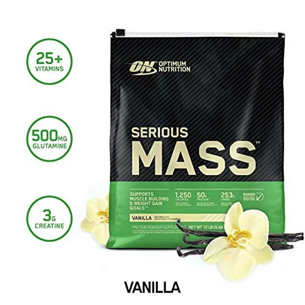 Optimum Nutrition Serious Mass Vanilla Weight Gain Protein Powder | 12 lbs