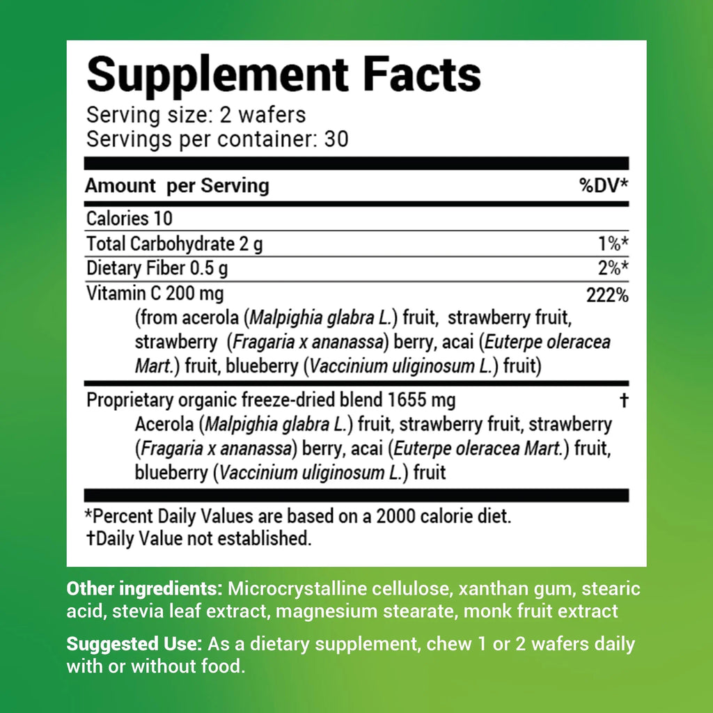 Dr. Berg Chewable Vitamin C Complex - Real Vitamin C Chewable Tablets from Berries, 60 Wafers