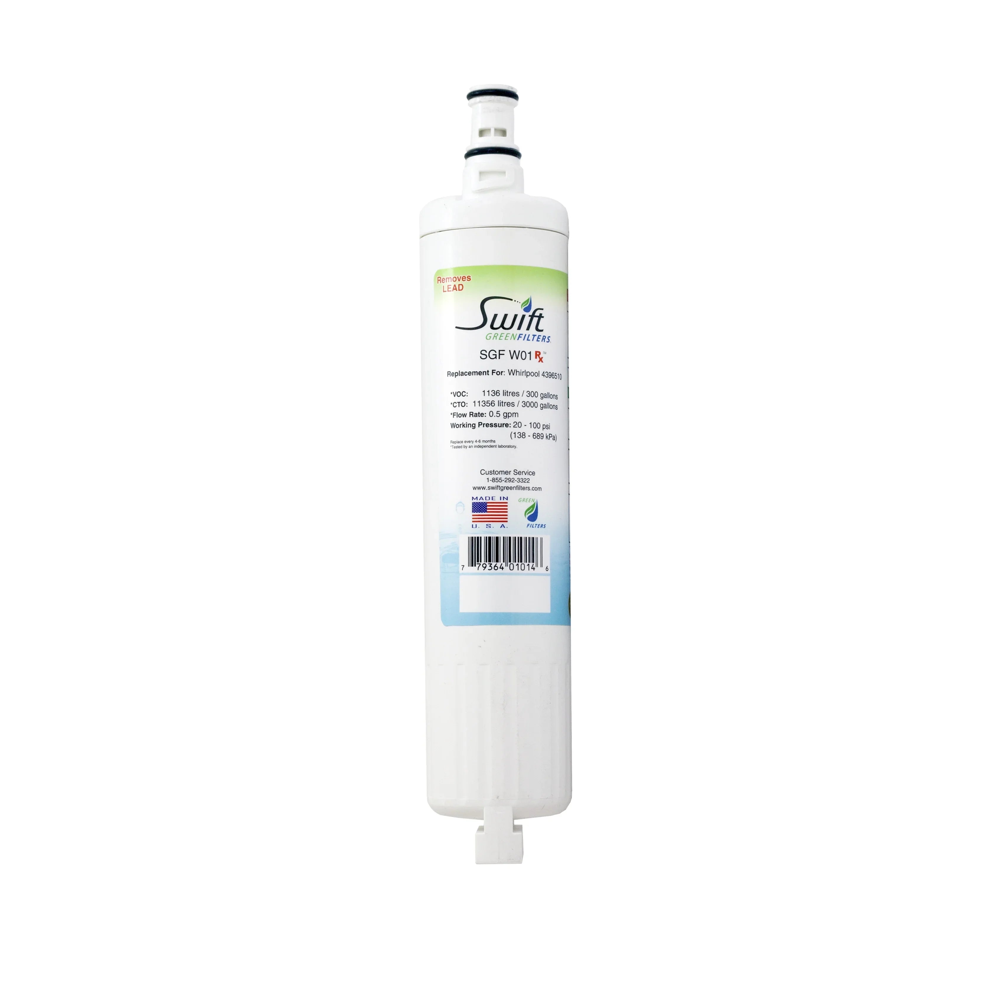 Swift Green Filters -W01  Replacement Whirlpool 4396508 EDR5RXD1 Refrigerator Water Filter (3 Pack)