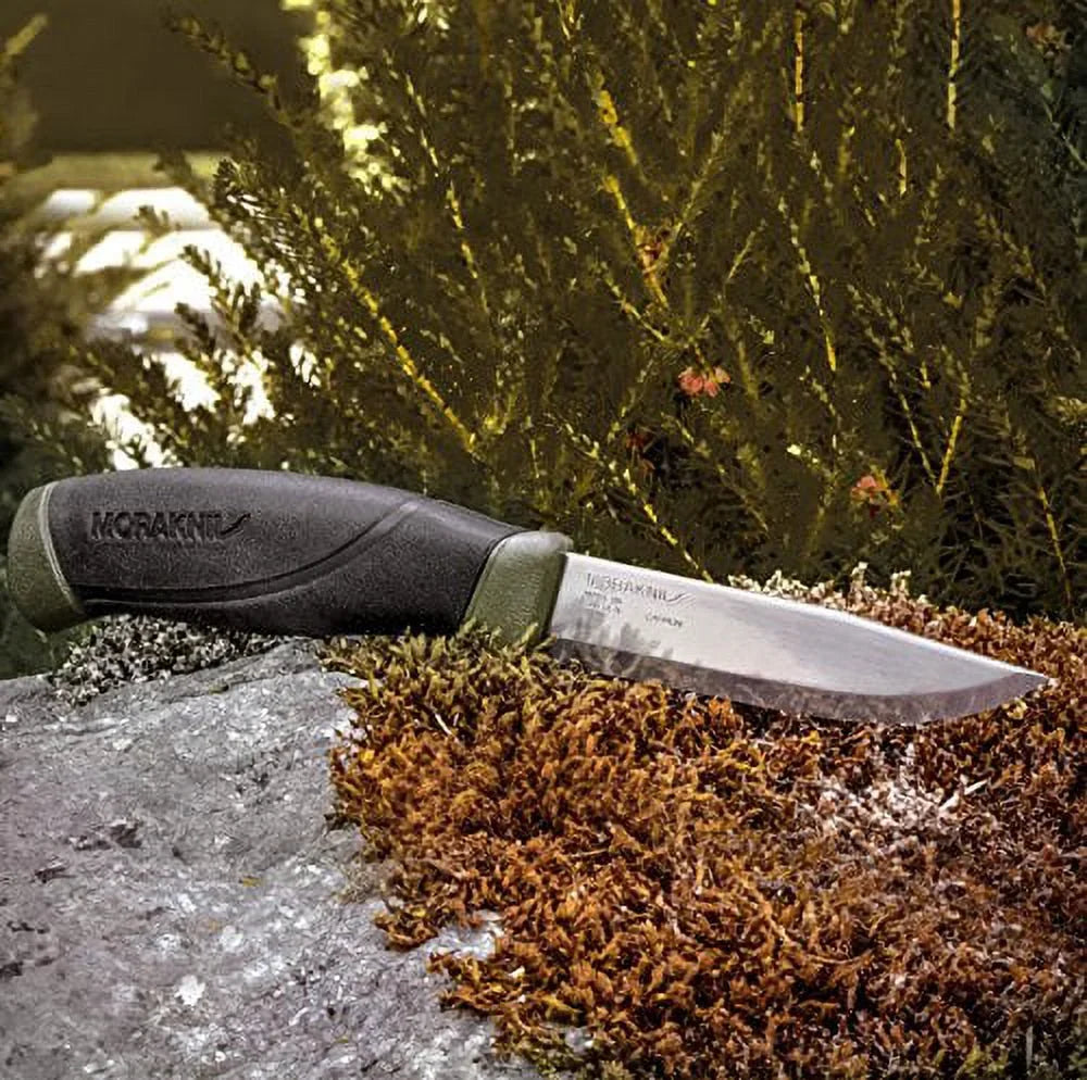 Morakniv Companion Fixed Blade Outdoor Knife with Carbon Steel Blade, 4.1-Inch, Military Green