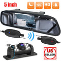 Wireless Car Backup Camera Rear View System  Night Vision + 5" Mirror Monitor