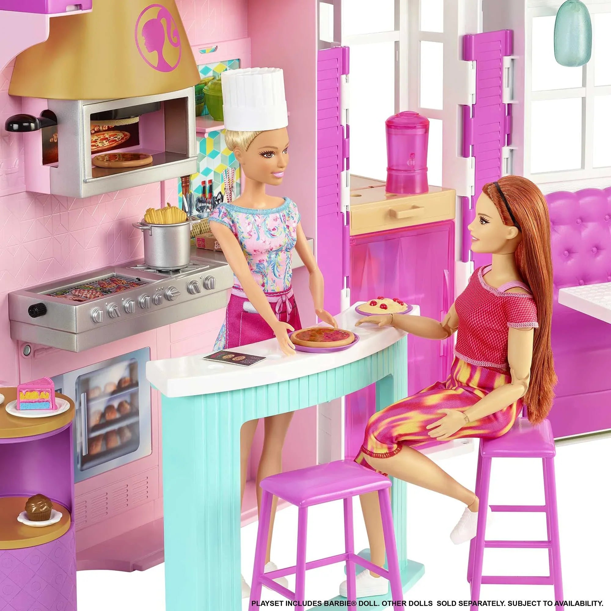 Barbie Cook ‘n Grill Restaurant Playset with 30+ Pieces  Gift for 3 to 7 Year Olds