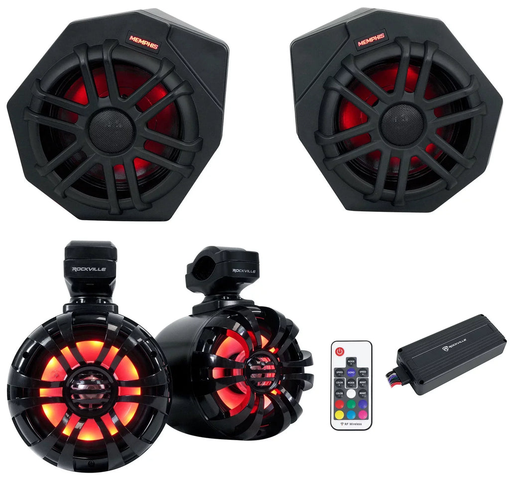 (2) Memphis CANAMX365FE Speakers+Pods+ Tower Speakers+Amp For 2017+ Can Am X3