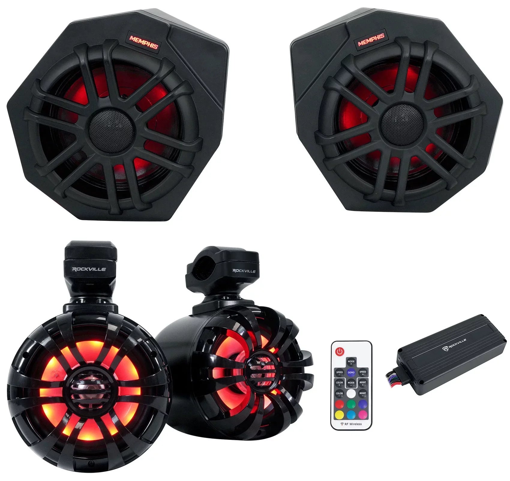 (2) Memphis CANAMX365FE Speakers+Pods+ Tower Speakers+Amp For 2017+ Can Am X3