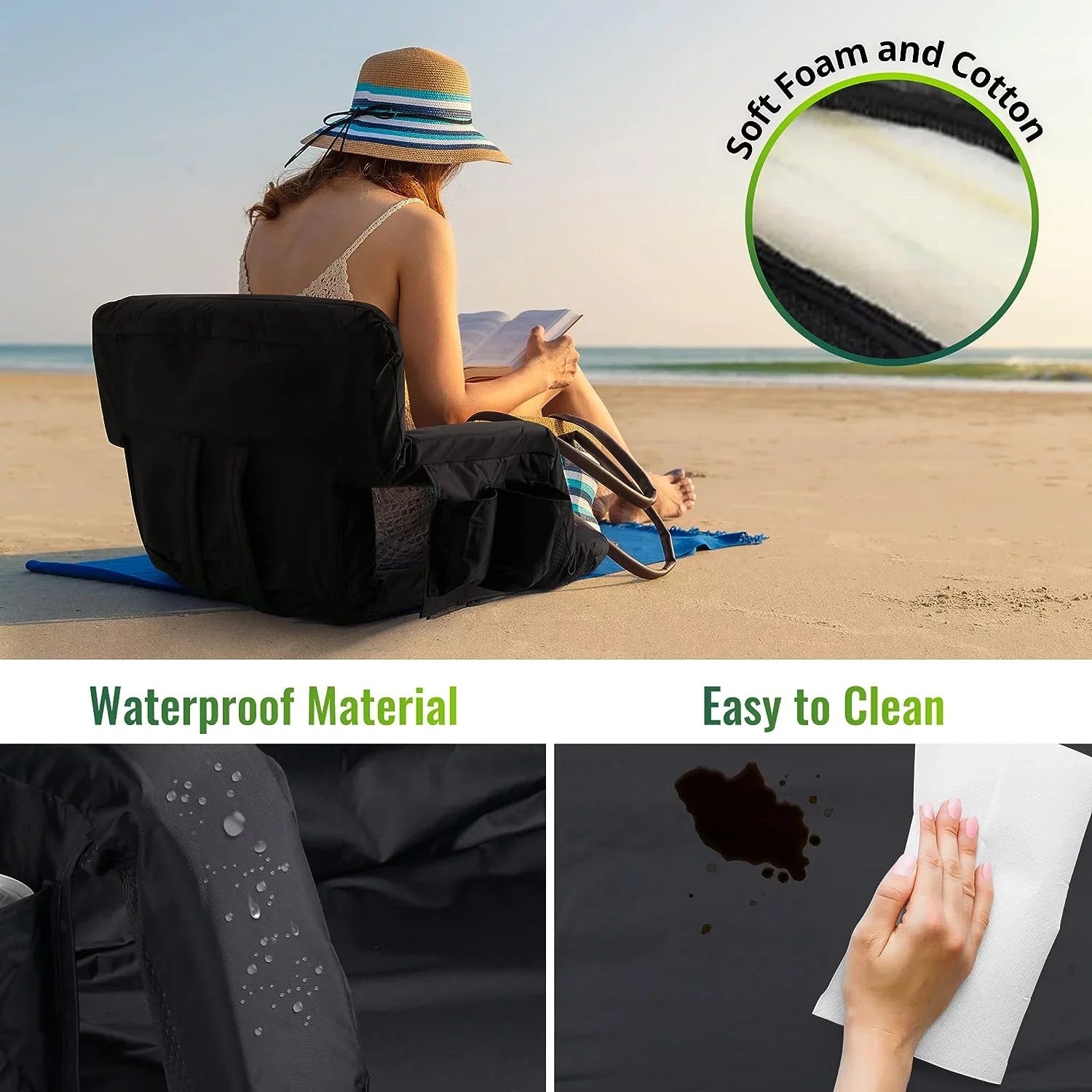 AiYCHEN Stadium Seat, 25-Inch Extra Wide Reclining Chair for Bleachers - Thicker, Waterproof, and Sturdy Seating for Sporting Events, Beaches, Camping, and Picnic